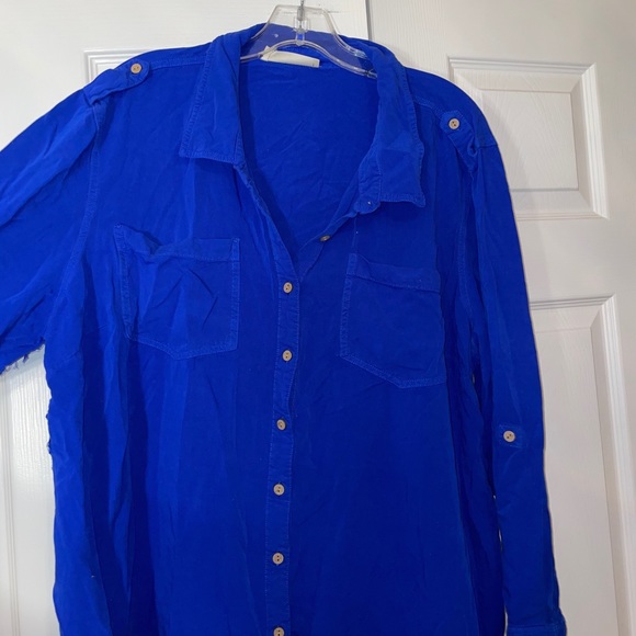 Women’s Royal Blue Button Up Blouse - Picture 2 of 3